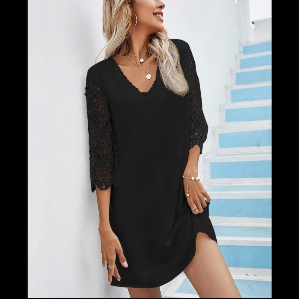 Guipure lace Dress | black medium - Picture 1 of 5